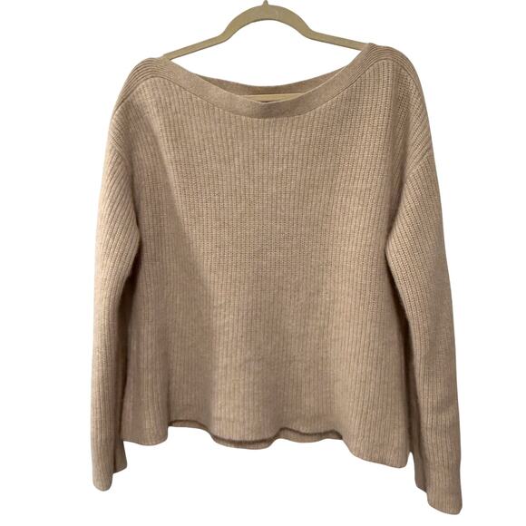 NWT! Jenni Kayne M 100% Cashmere Boatneck Sweater $395 Ribbed Knit Oatmeal Beige - Picture 11 of 11